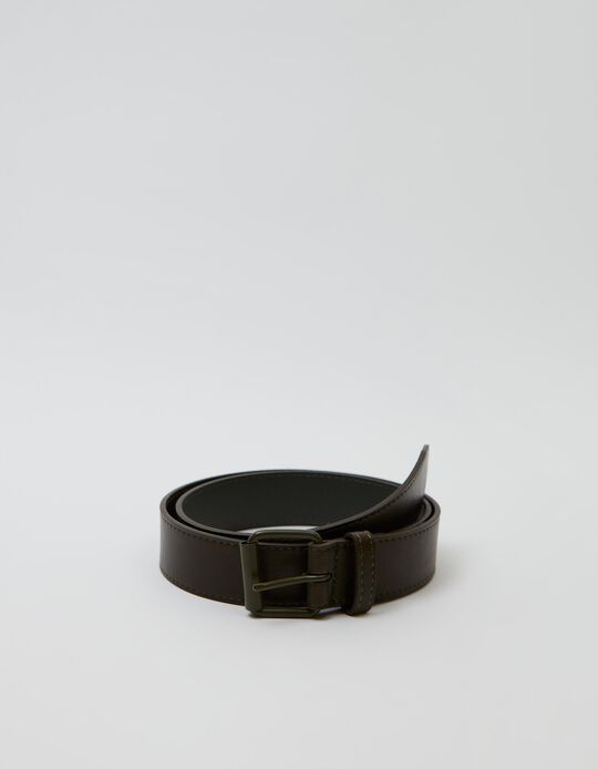 Plain Leather-Effect Belt, Brown