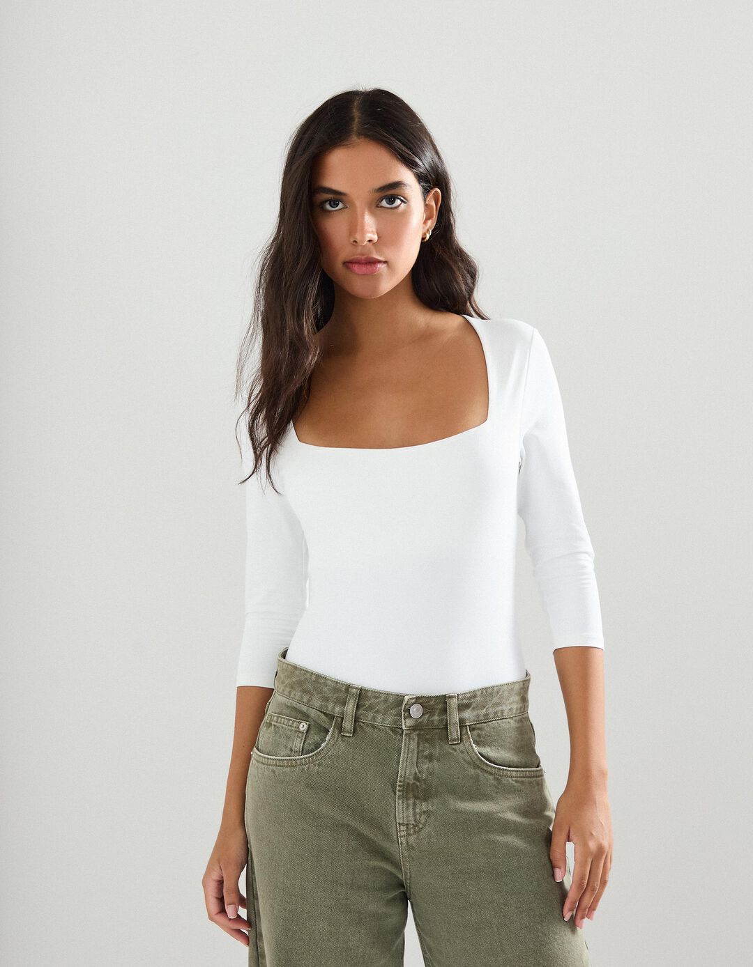Body de Manga Comprida, Mulher, Branco