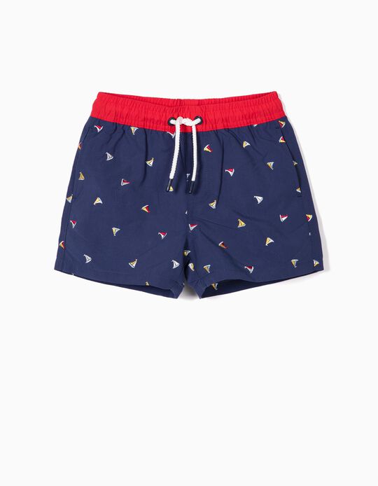 Cal&ccedil;&otilde;es de Banho para Menino 'Boats' Anti-UV 80+, Azul Escuro