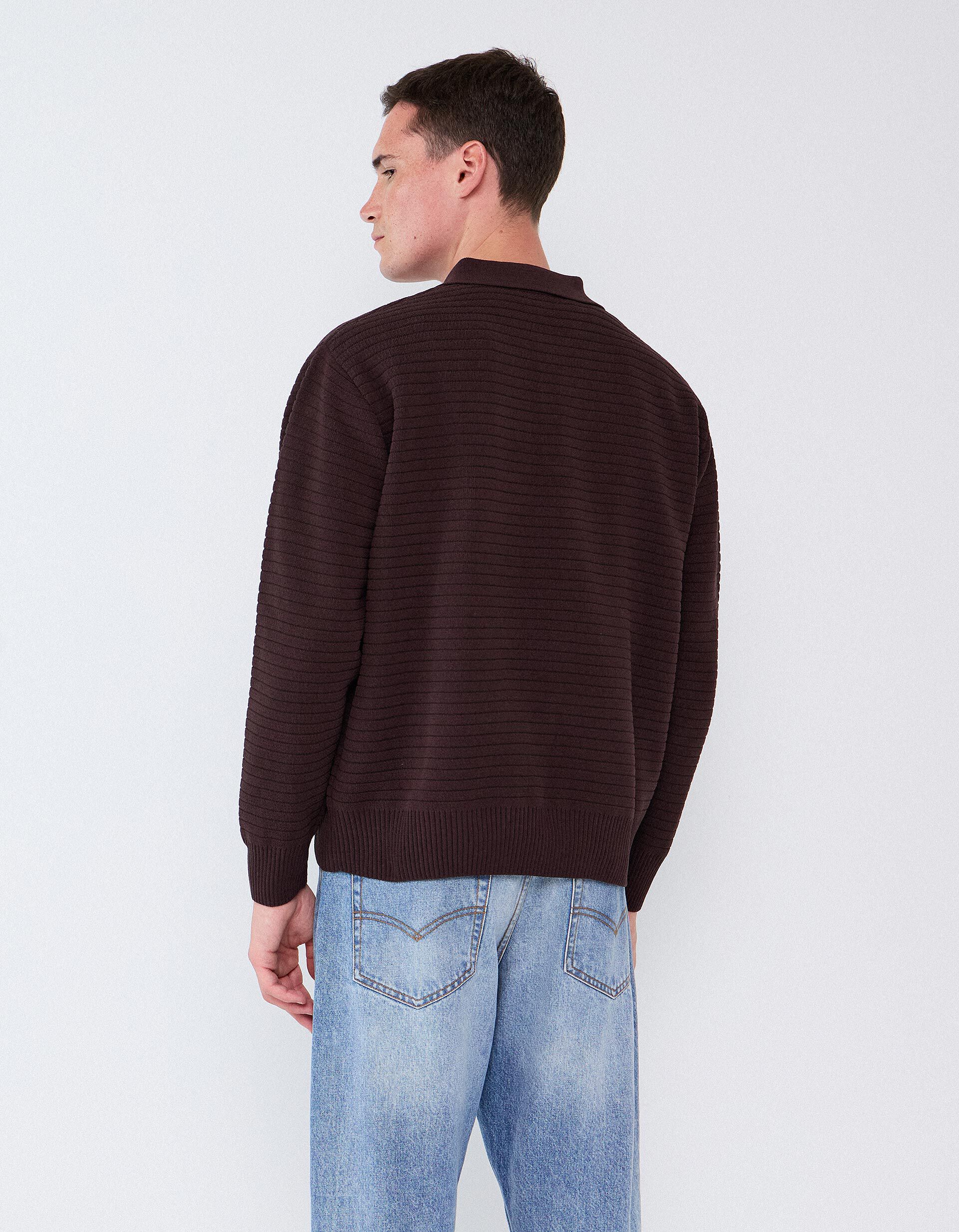 Comprar Online Camisola De Malha Gola Polo, Homem, Castanho Escuro