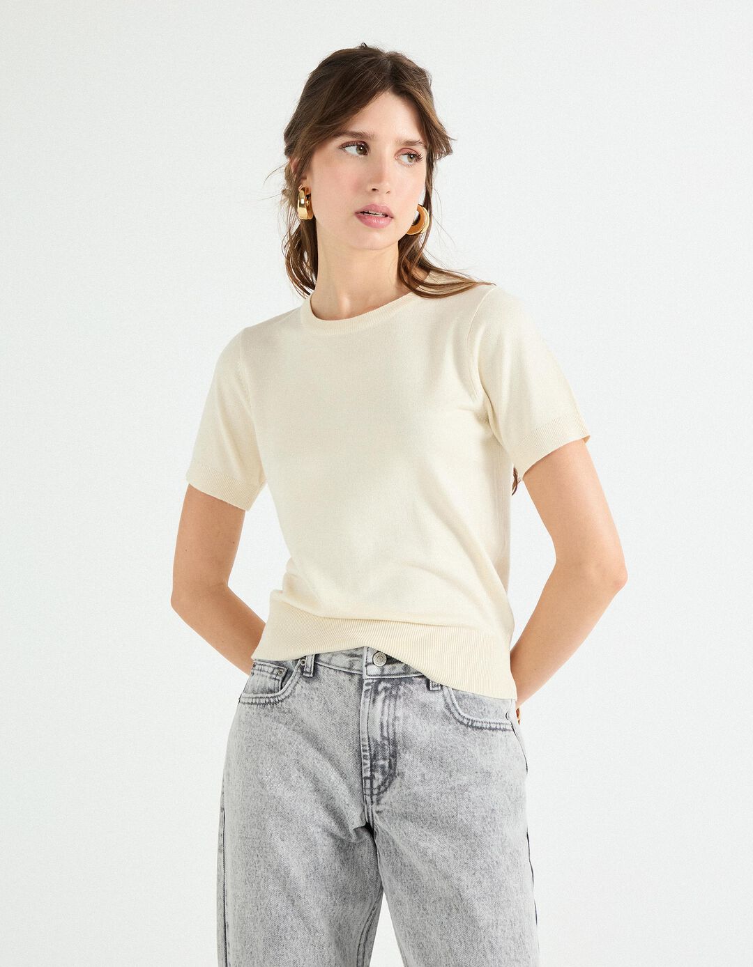 Camisola de Malha, Mulher, Branco 