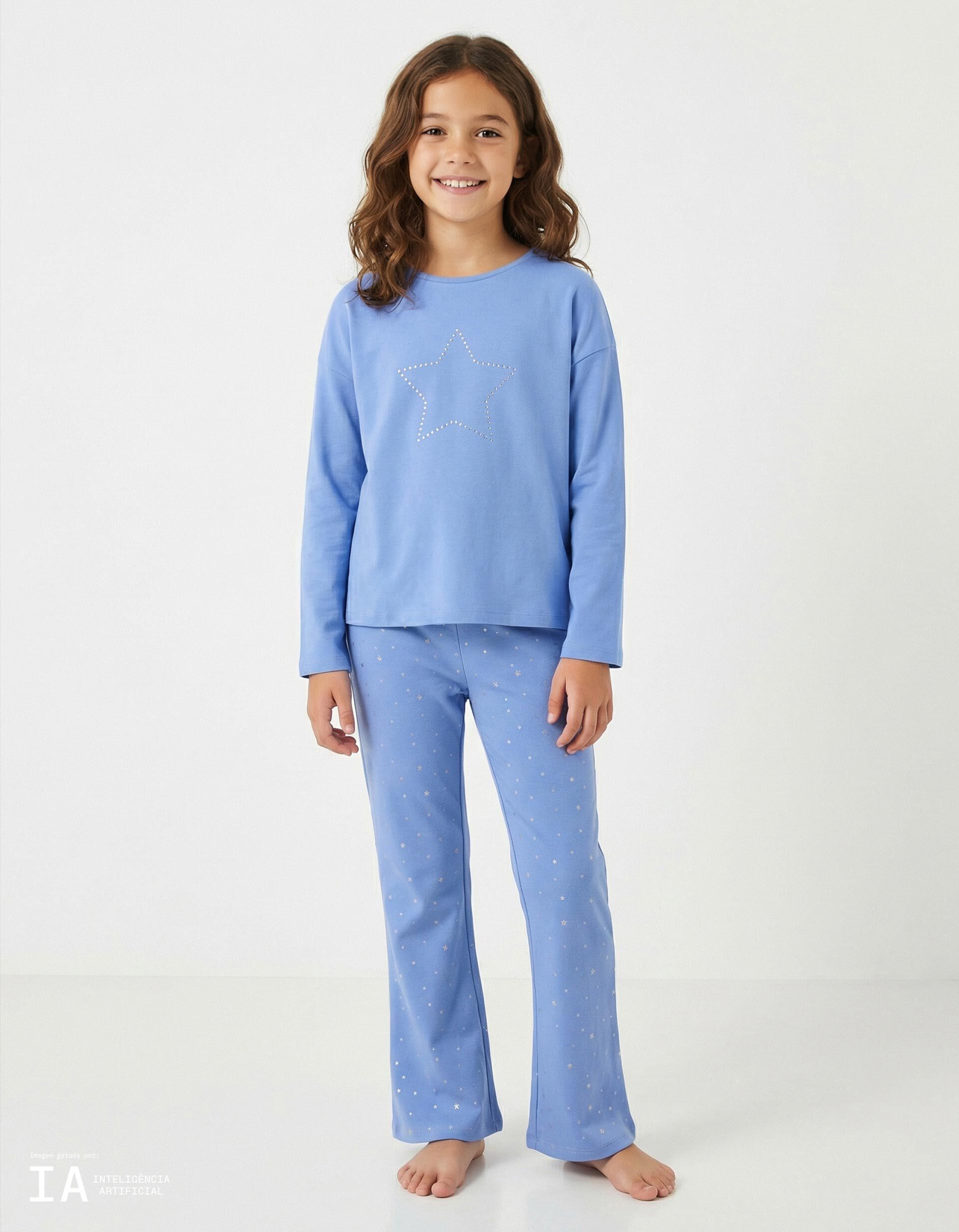 Pijama, Menina, Azul