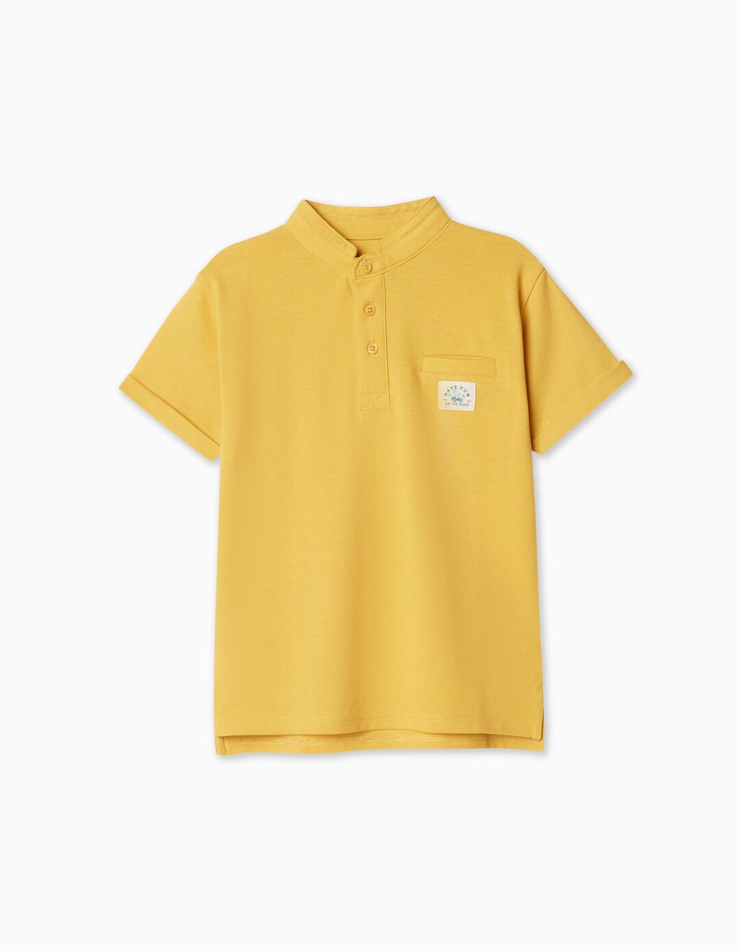 Mandarin Collar Short Sleeve Polo, Boy, Yellow