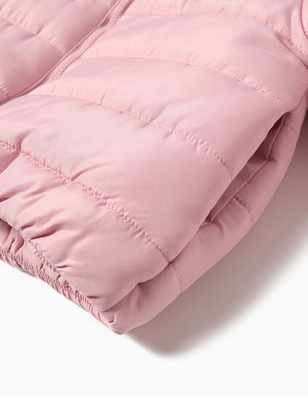 Casaco Acolchoado Capuz, Menina, Rosa Claro