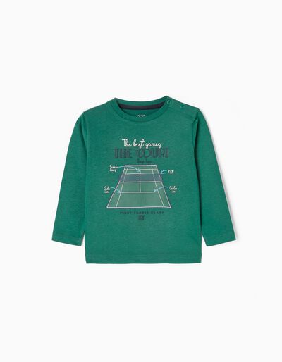 Long sleeve Cotton T-shirt for Baby Boys 'Tennis Class', Green