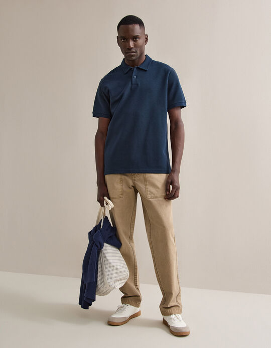 Comprar Online Polo Waffle, Homem, Azul Escuro