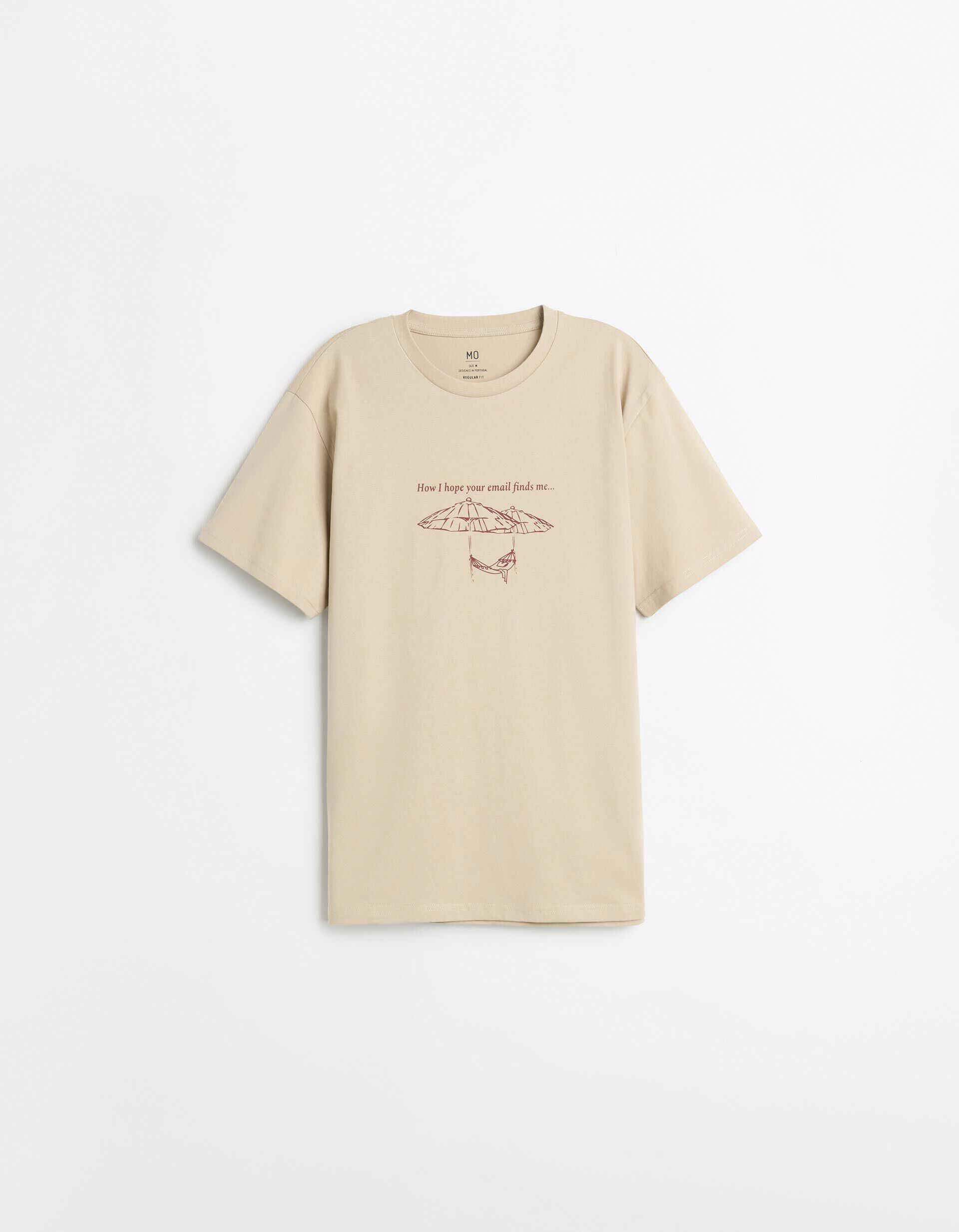 Comprar Online T-shirt Jersey Estampado, Homem, Bege