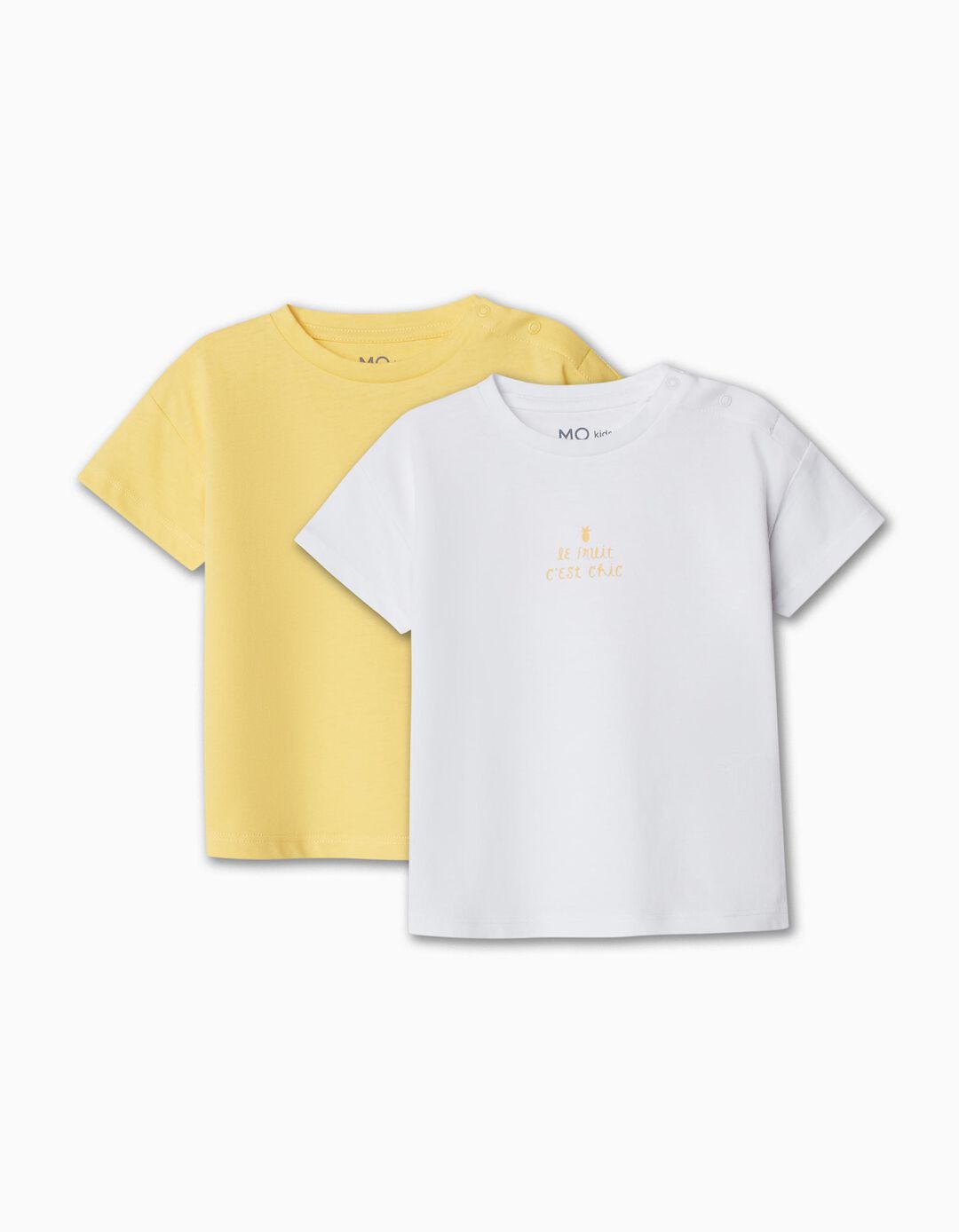 Pack 2 T-shirts, Bebé Menina, Amarelo/Branco