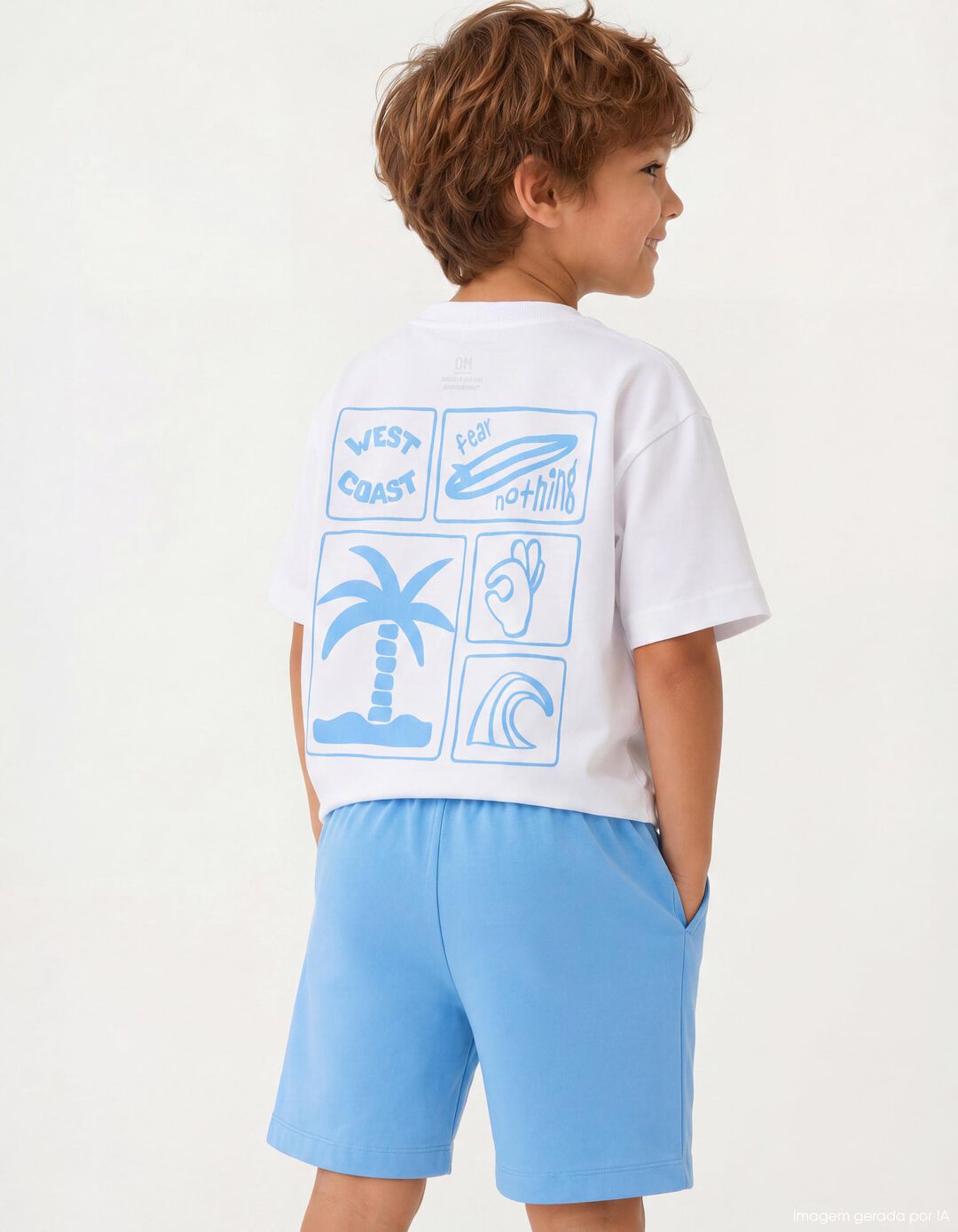 Conjunto T-shirt e Cal&ccedil;&otilde;es, Menino, Azul Claro