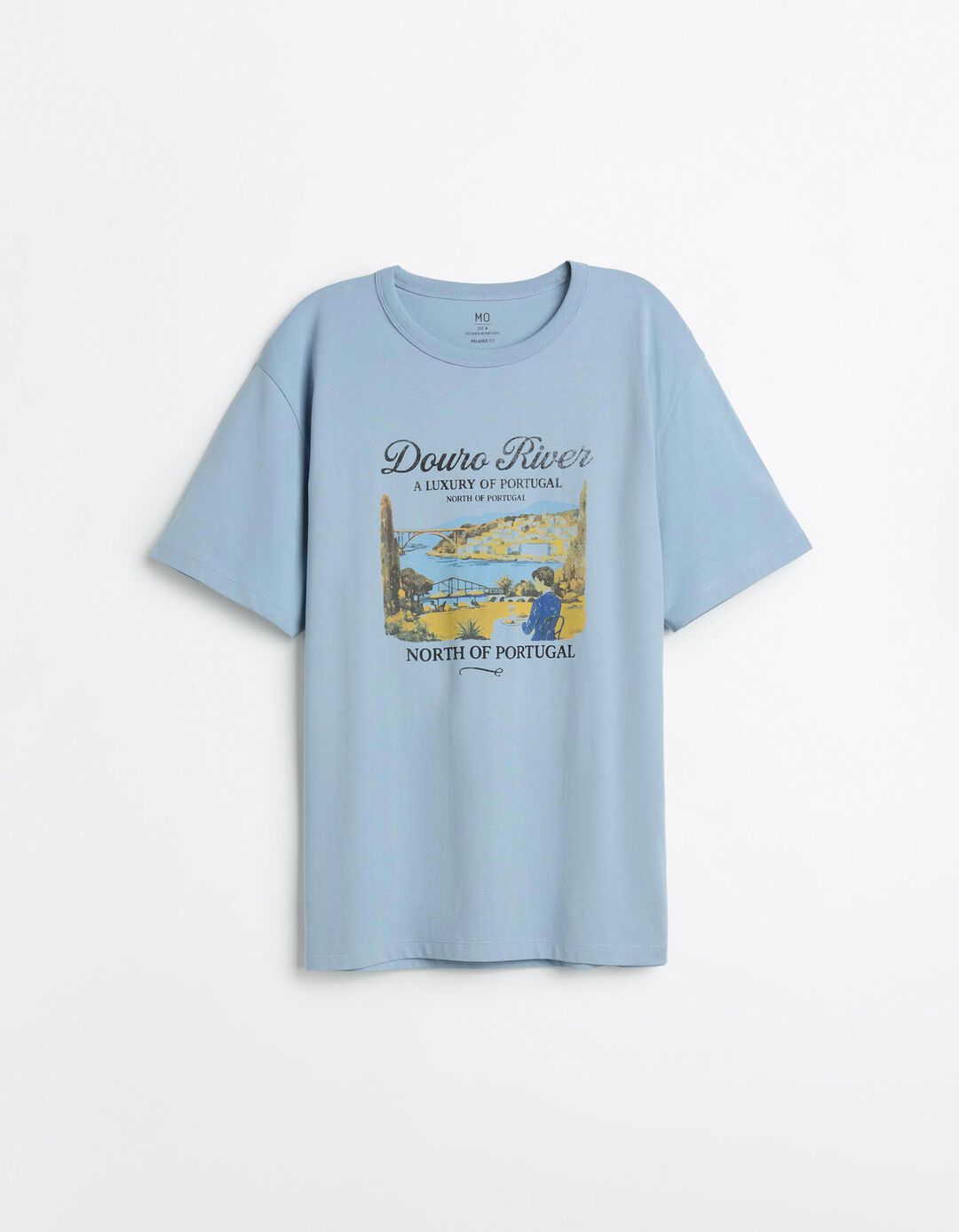 T-shirt Jersey Estampada, Homem, Azul Claro