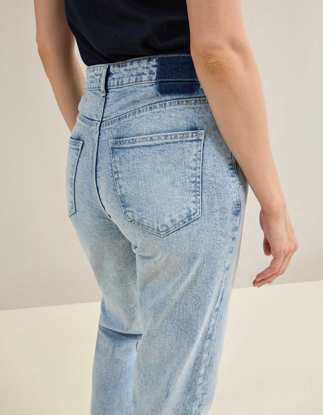 Cal&ccedil;as de Ganga 'Tapered Mom Fit', Mulher, Azul Claro