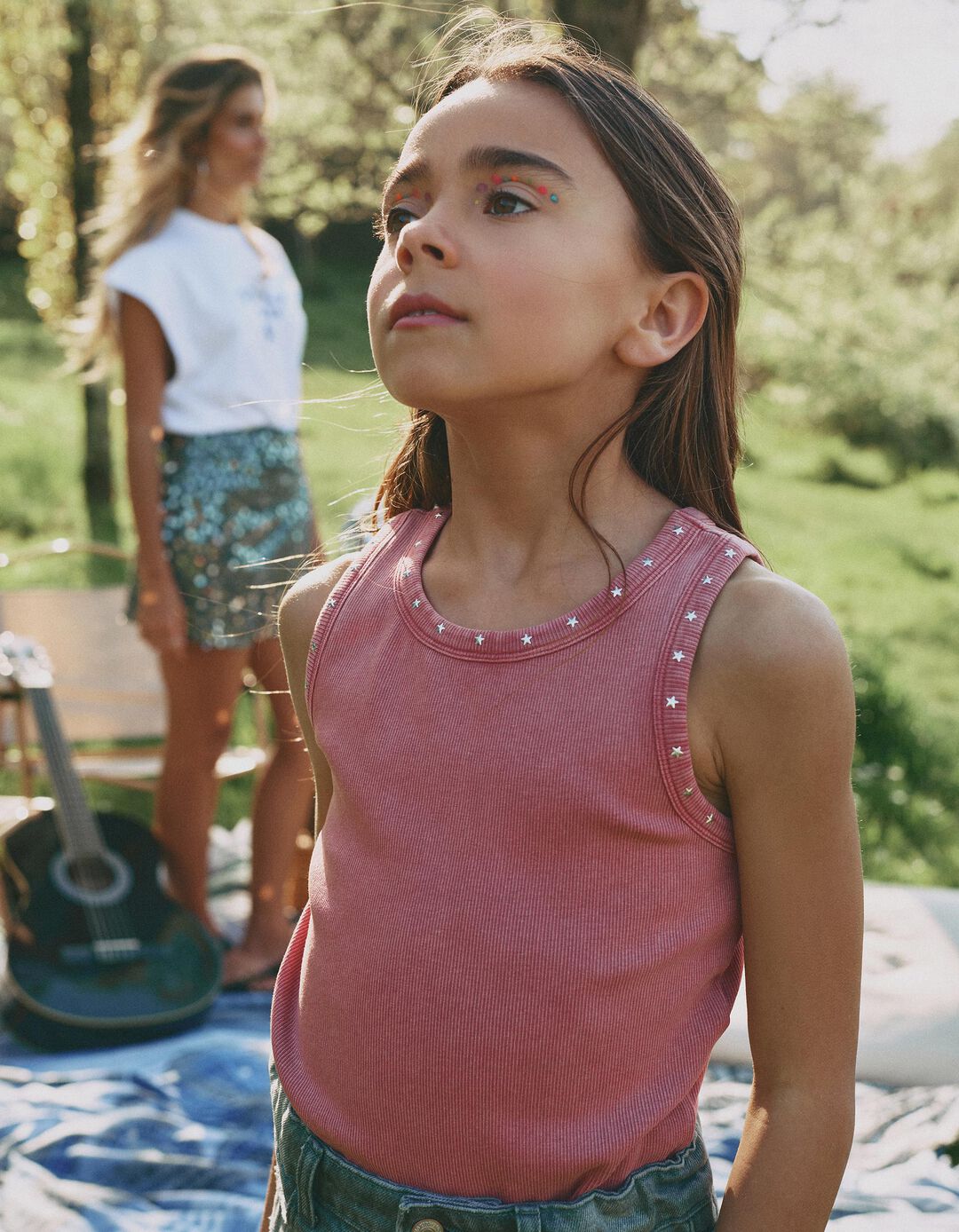 Top de Malha Canelada, Menina, Rosa Escuro