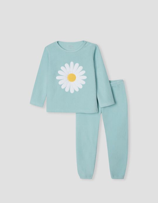 Polar Fleece Pyjamas, 'Flower', Kids, Blue
