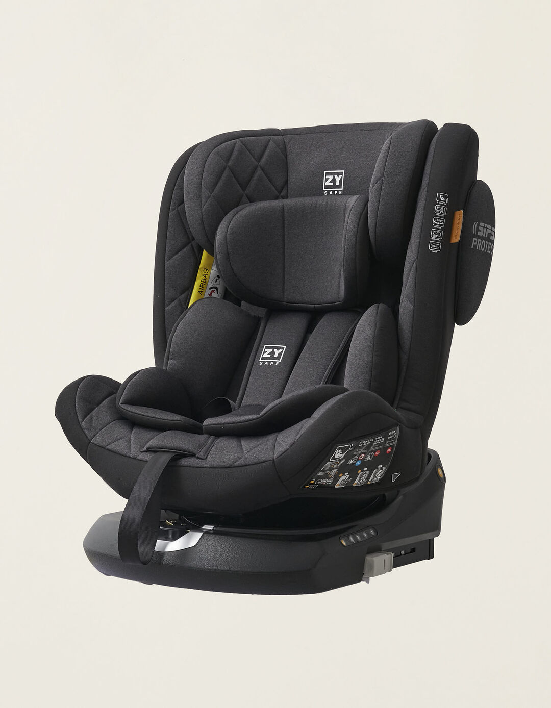 Cadeira Auto I-Size ZY Safe Premium com Isofix (76-150), Preto/Cinza