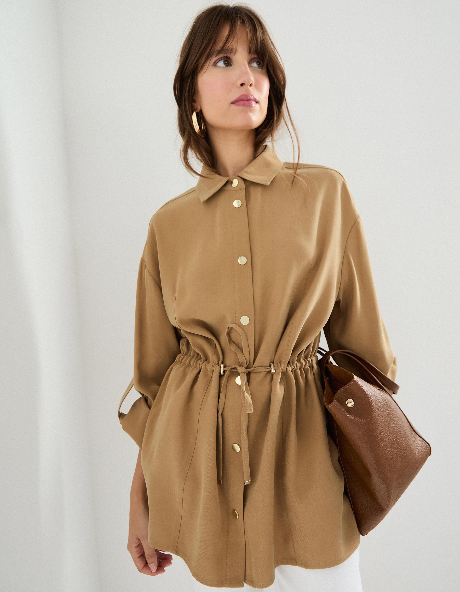 Comprar Online Sobrecamisa em Liocel, Mulher, Bege 