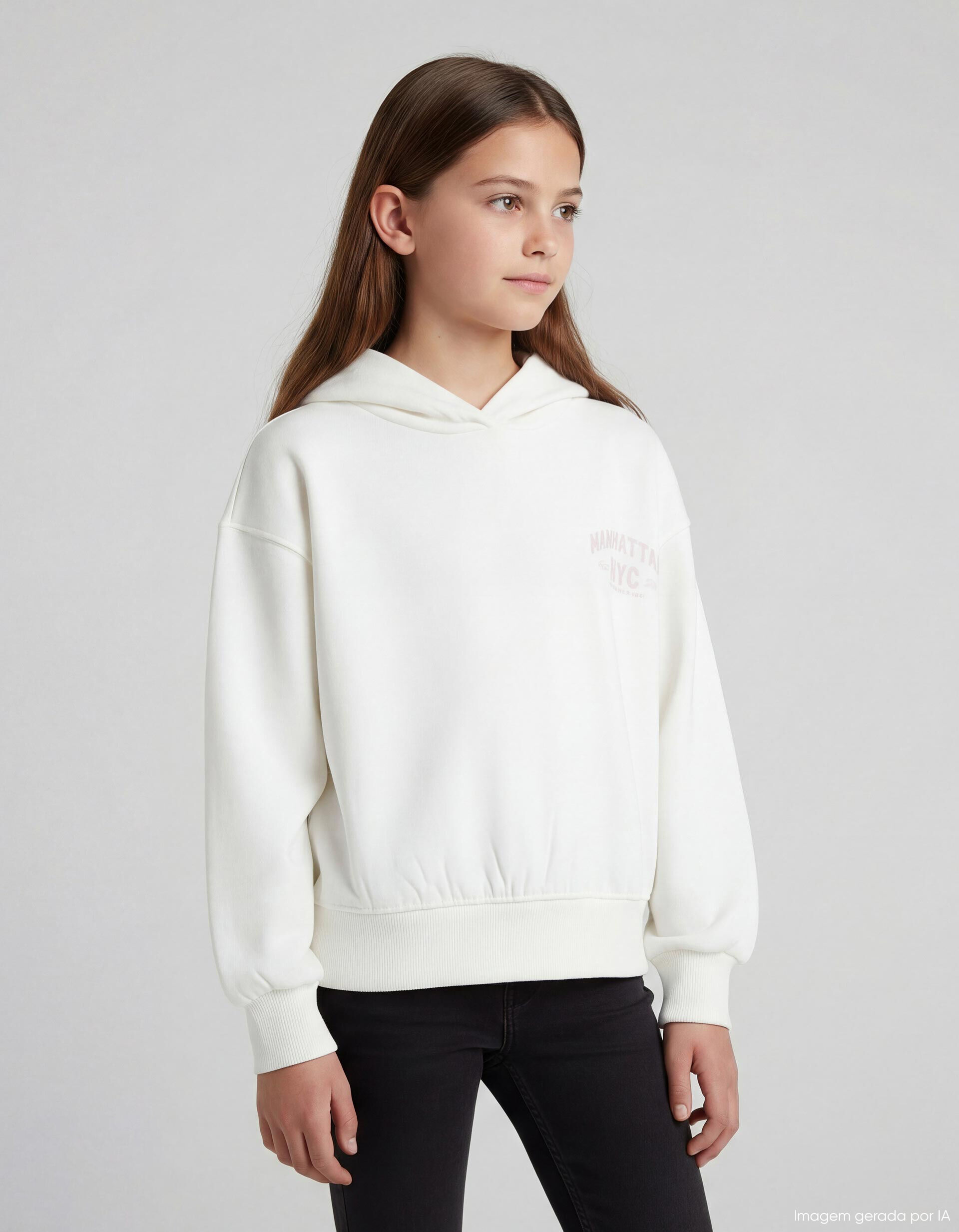 Comprar Online Sweatshirt de Felpa Capuz, Menina, Branco