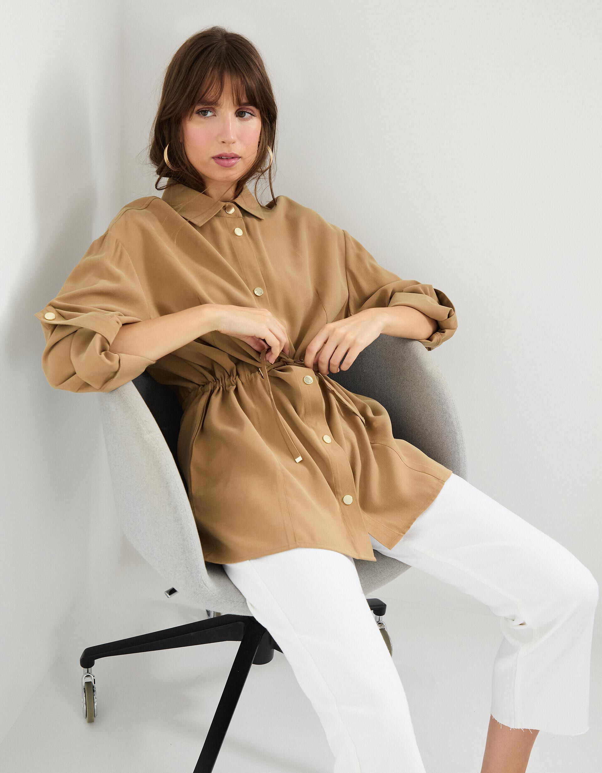 Comprar Online Sobrecamisa em Liocel, Mulher, Bege 