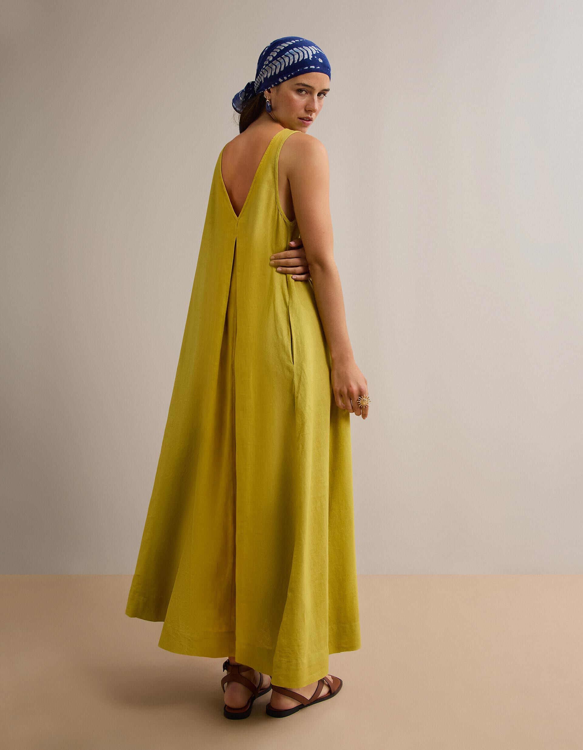 Comprar Online Vestido com Linho, Mulher, Amarelo