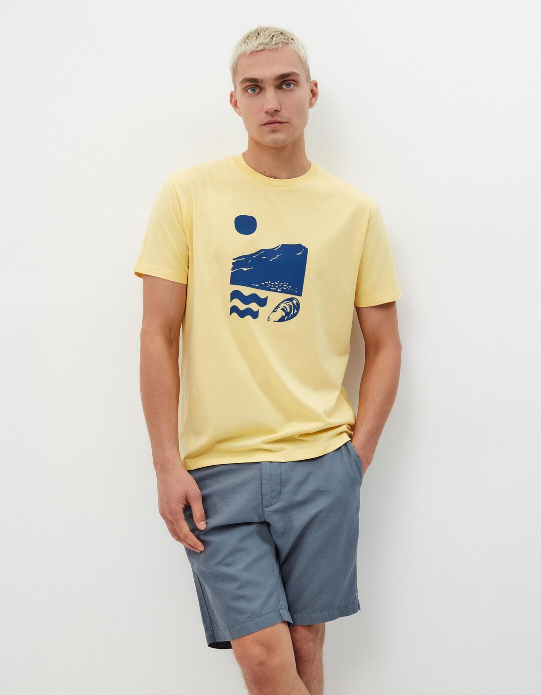 T-shirt Estampado, Homem, Amarelo Claro