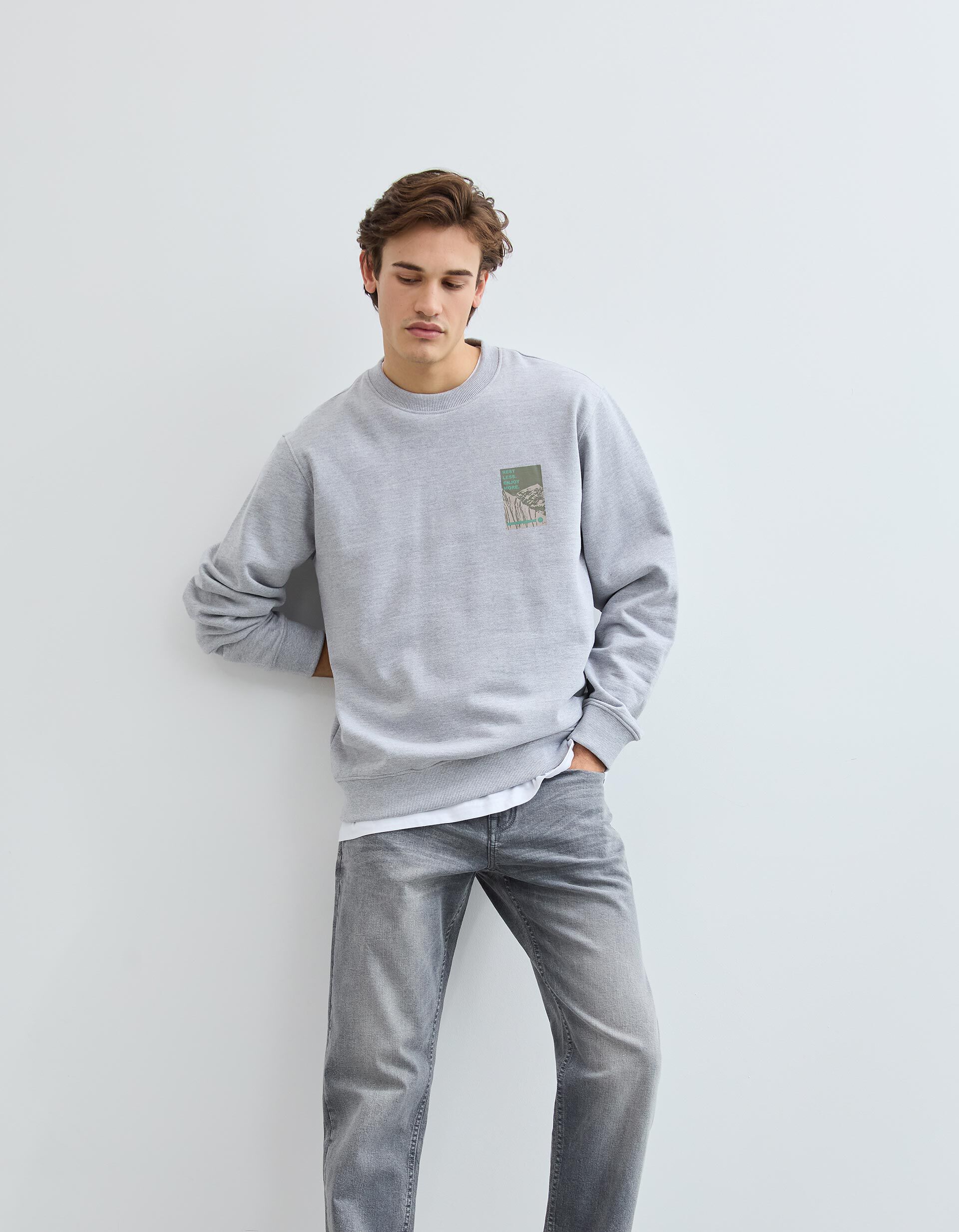 Comprar Online Sweatshirt, Homem, Cinzento Claro