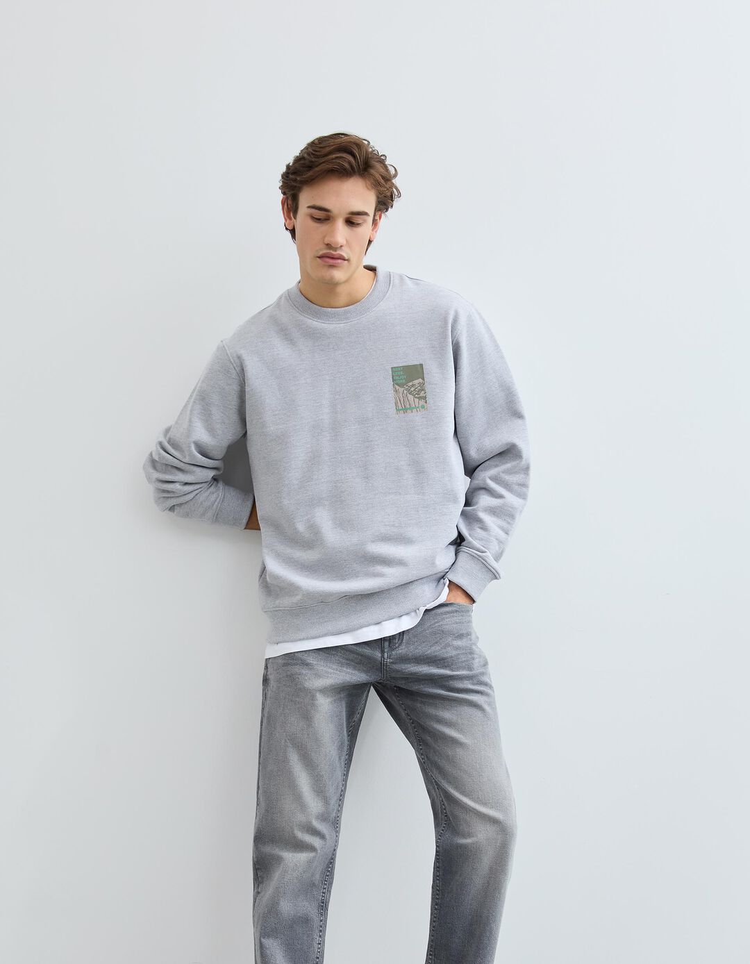 Sweatshirt, Homem, Cinzento Claro