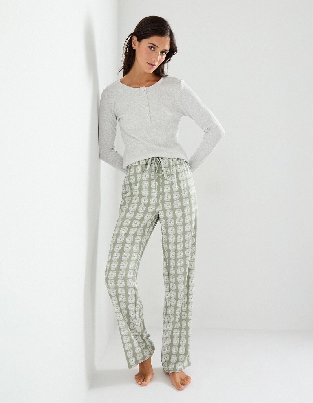Pijama Jersey, Mulher, Bege 