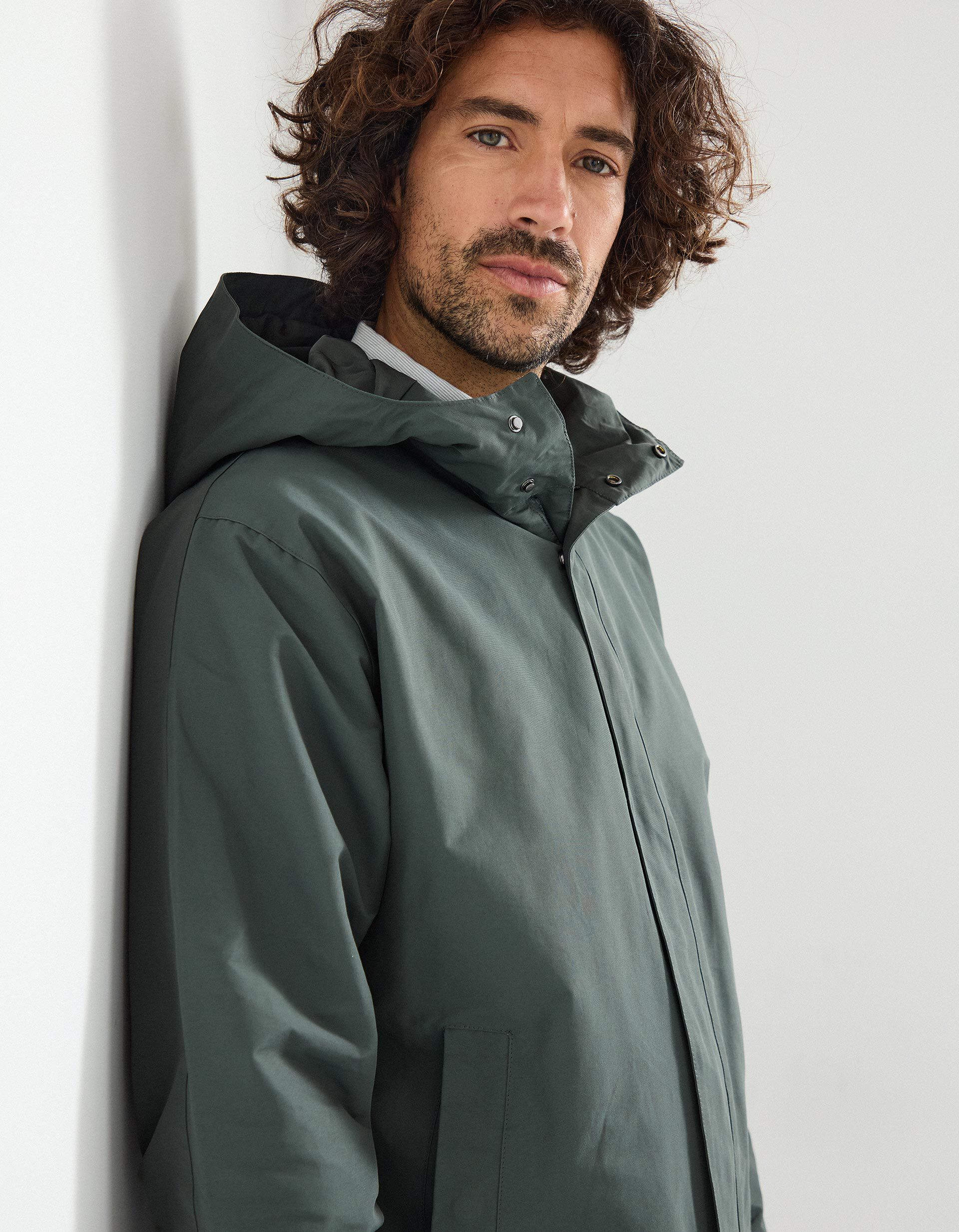 Comprar Online Parka Comprida com Capuz, Homem, Verde Escuro