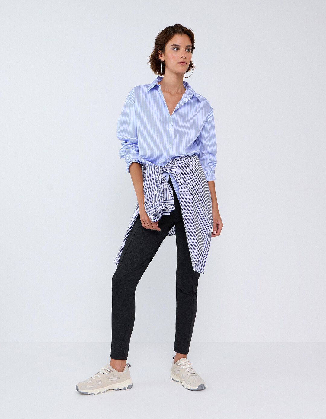 Camisa &Agrave;s Riscas, Mulher, Azul Claro