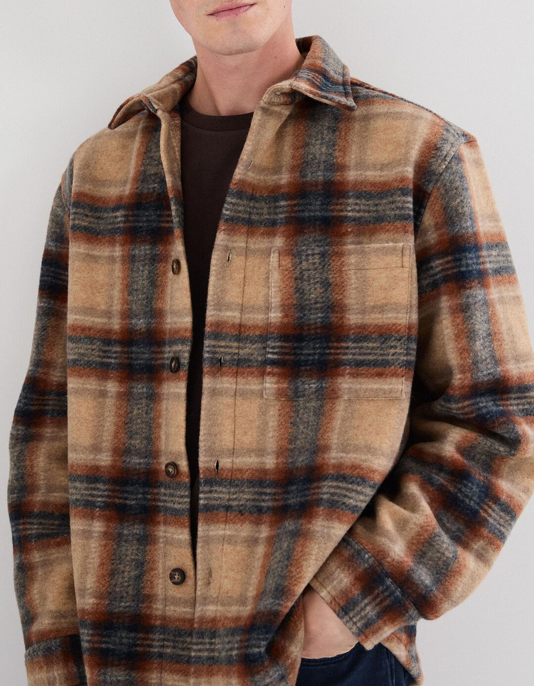 Sobrecamisa, Homem, Bege Escuro