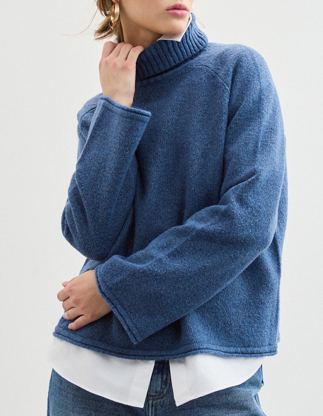 Camisola com L&atilde;, Mulher, Azul Escuro