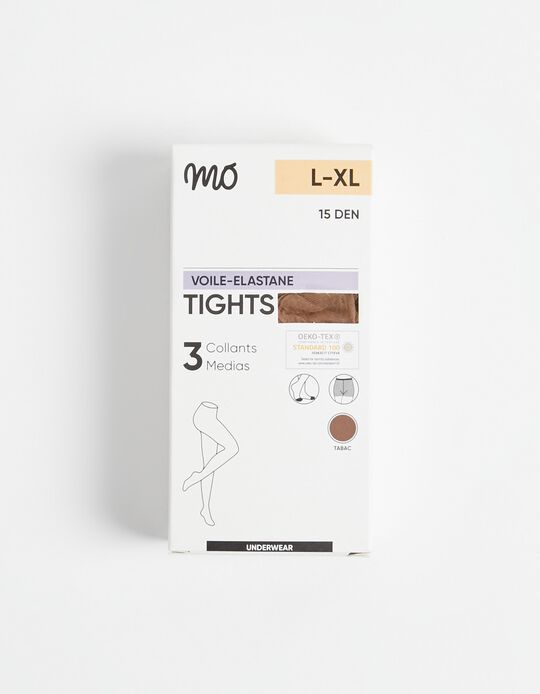 Comprar Online Pack 3 Collants 15 DEN, Mulher, Castanho