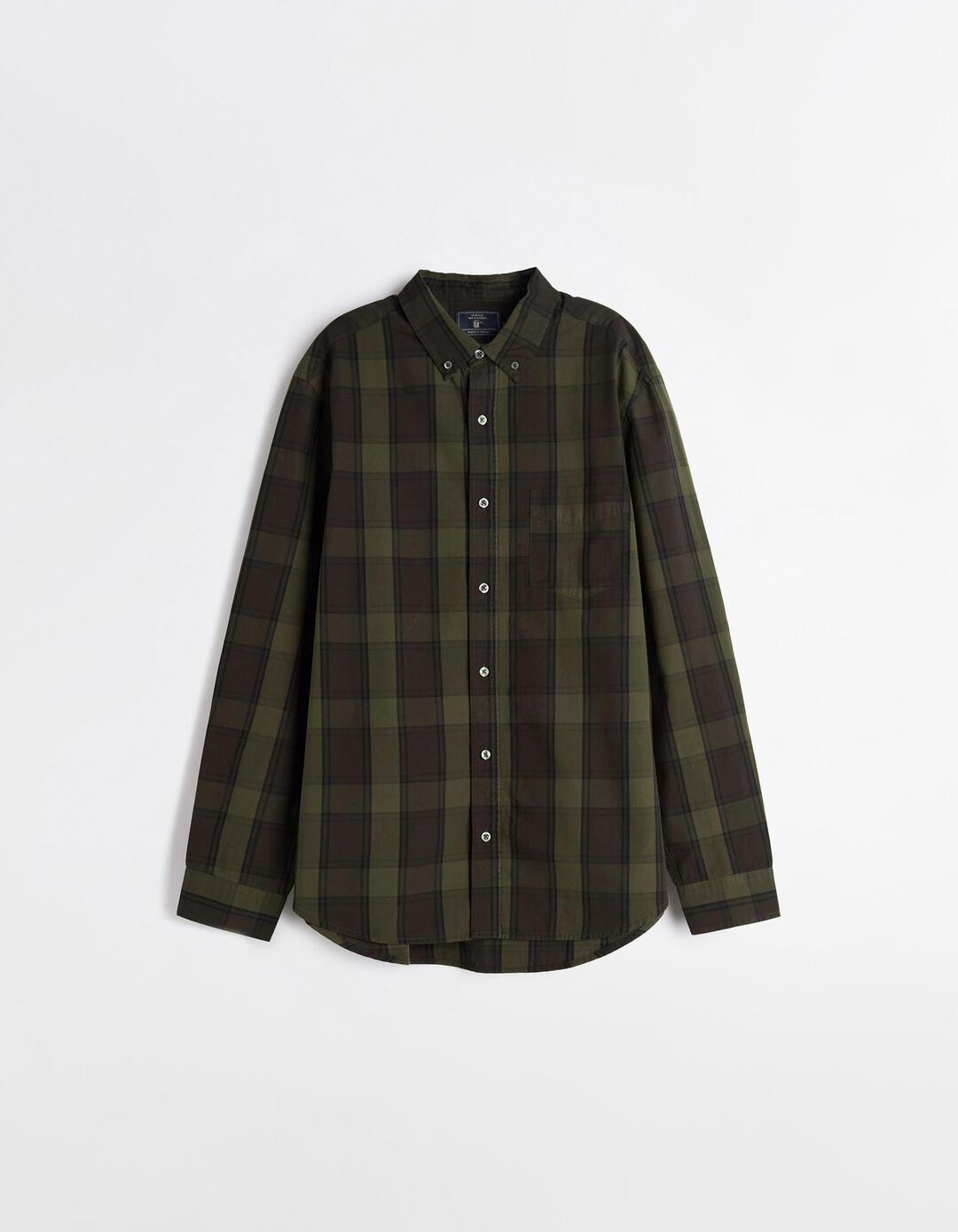 Camisa de Manga Comprida Xadez, Homem, Verde Escuro