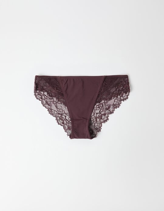 Comprar Online Cuecas Brief com Renda, Mulher, Vermelho Escuro