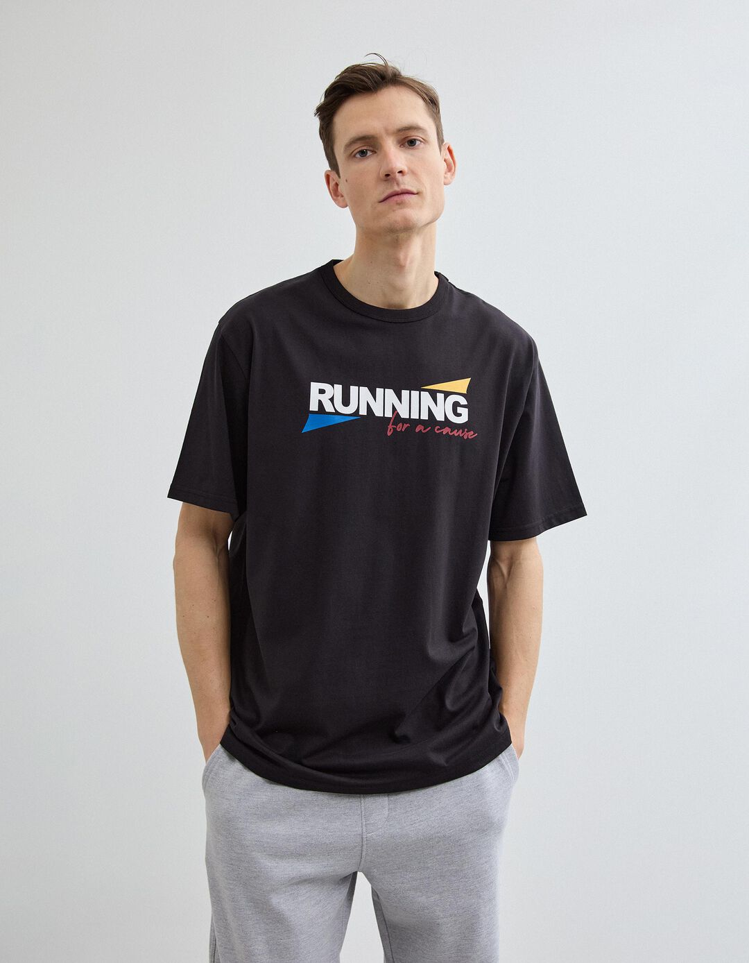 T-shirt Heavy Jersey Estampada, Homem, Preto