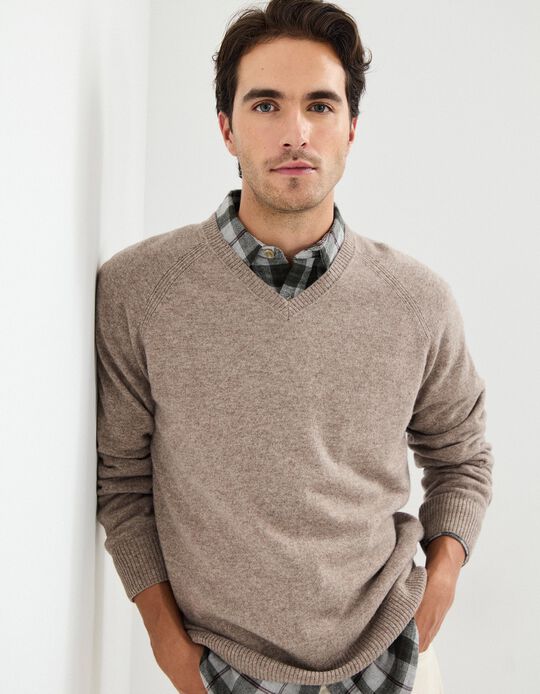 Comprar Online Camisola com Lã, Homem, Bege