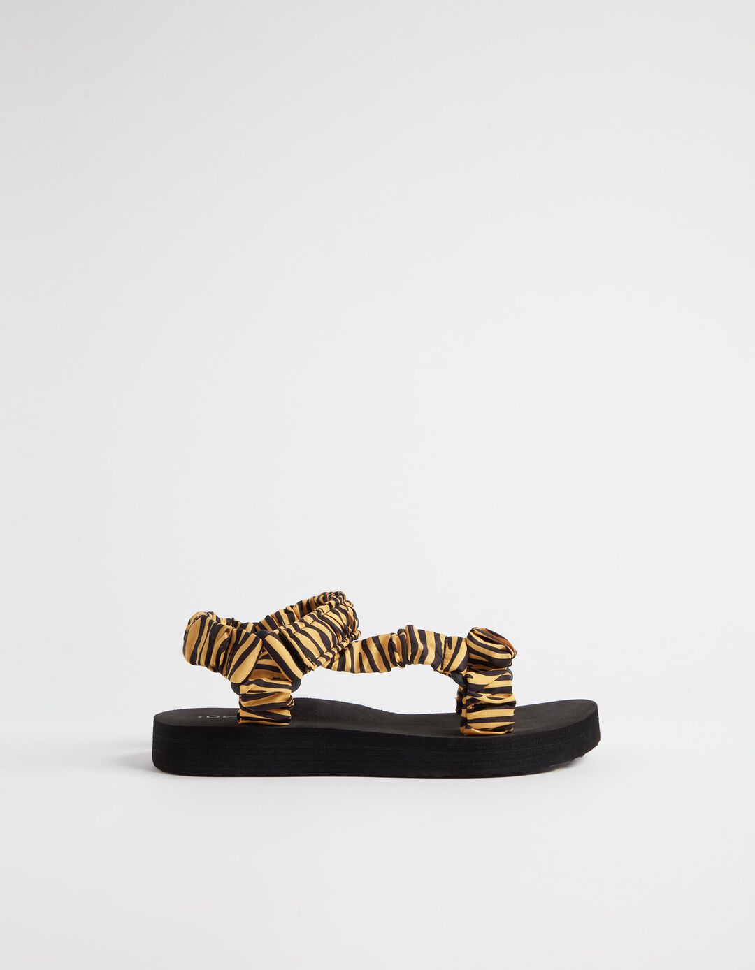Sandálias Estampado Zebra, Mulher, Preto/Amarelo
