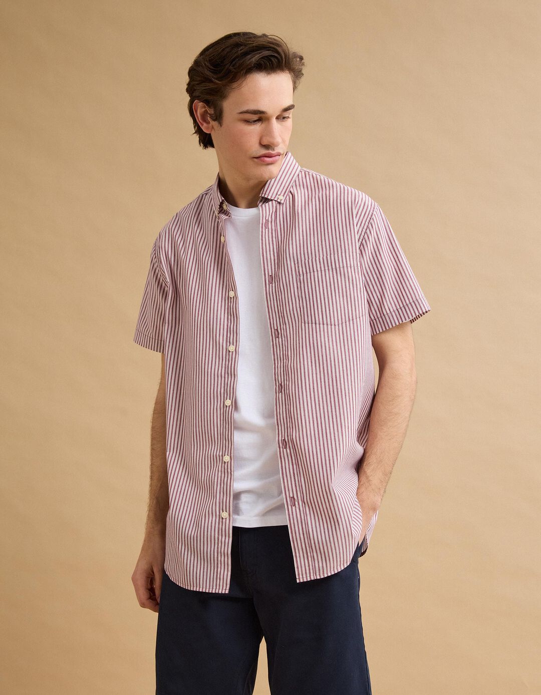 Camisa Manga Curta, Homem, Vermelho Escuro