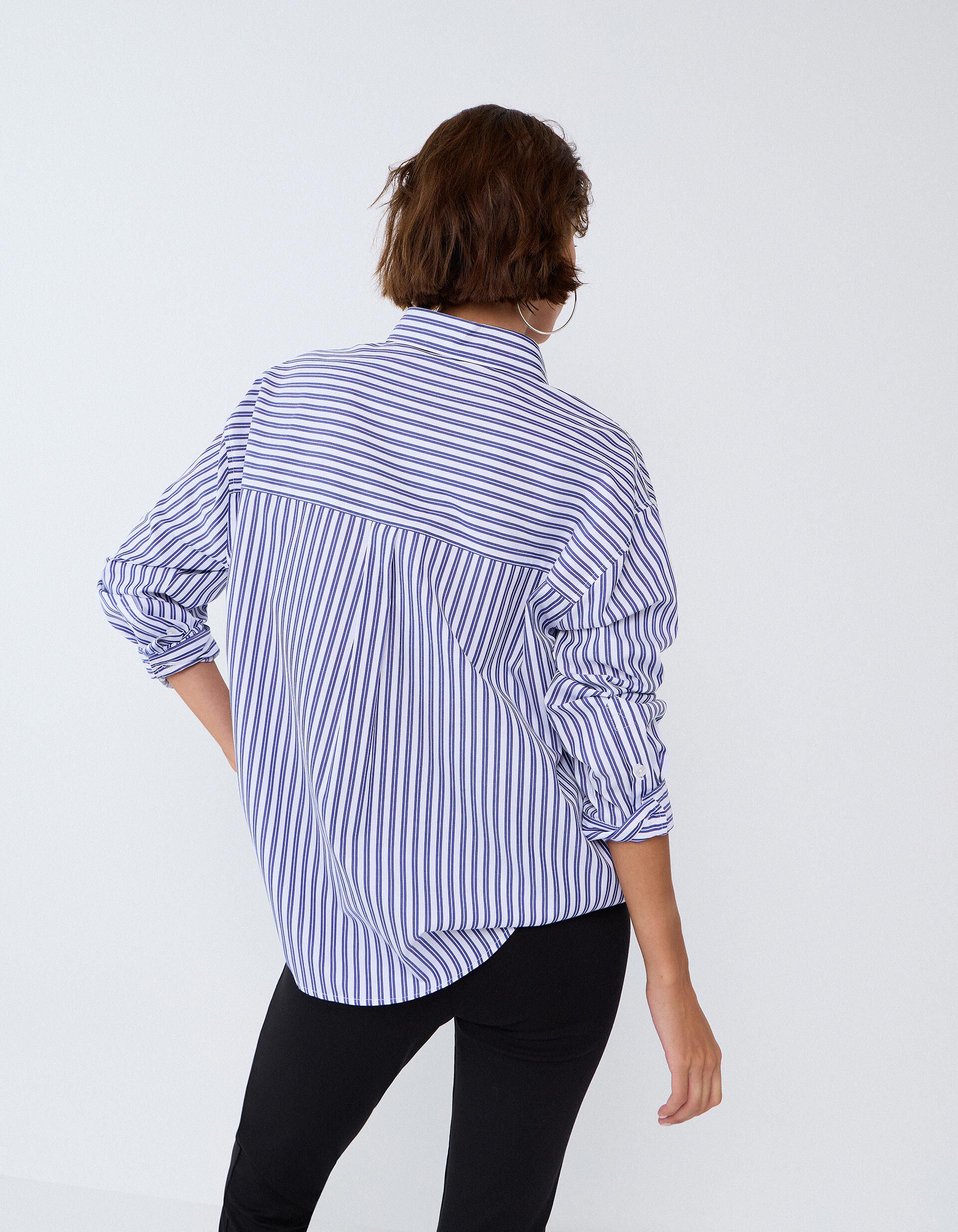 Comprar Online Camisa &Agrave;s Riscas, Mulher, Azul 