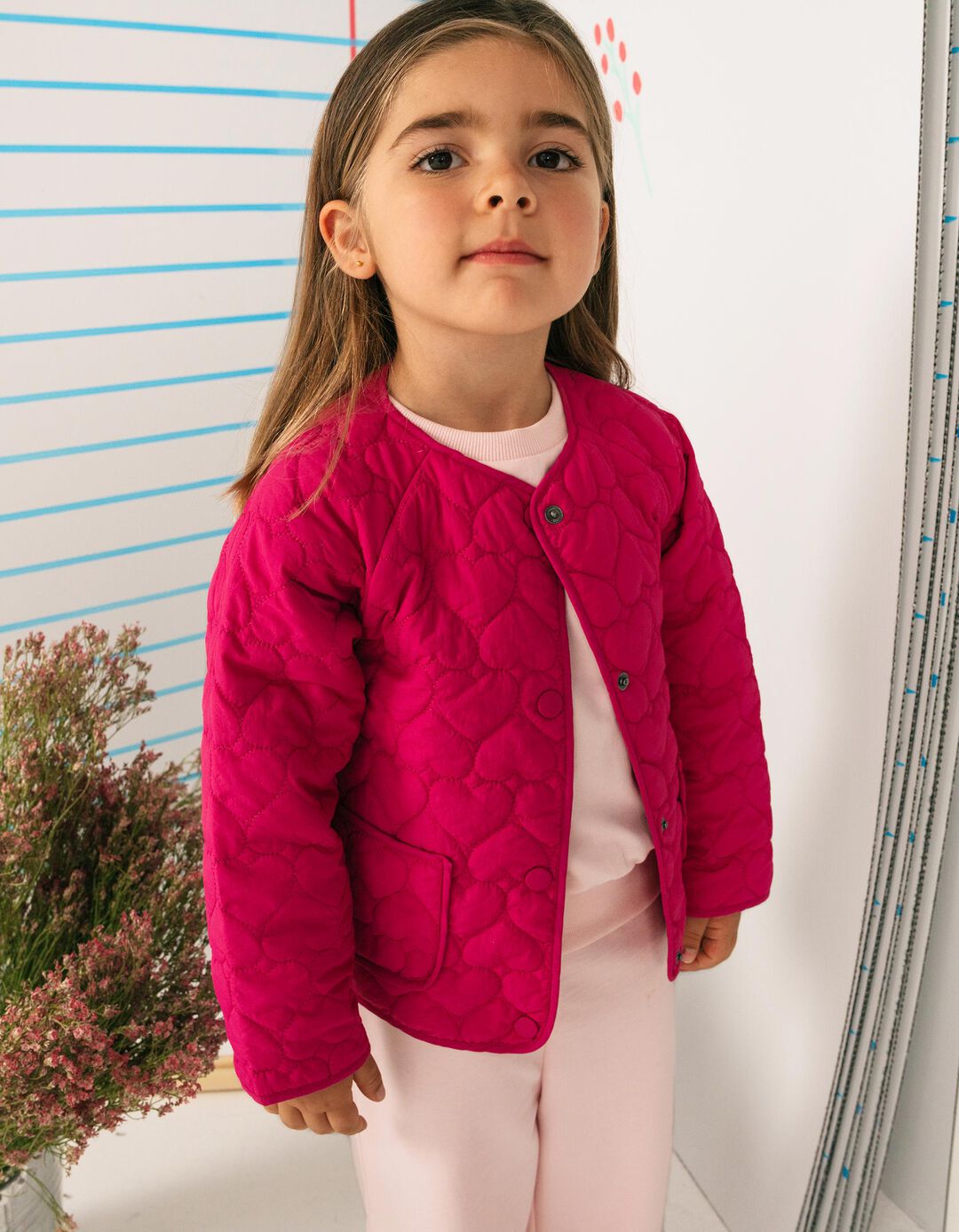 Casaco Acolchoado, Menina, Rosa Escuro