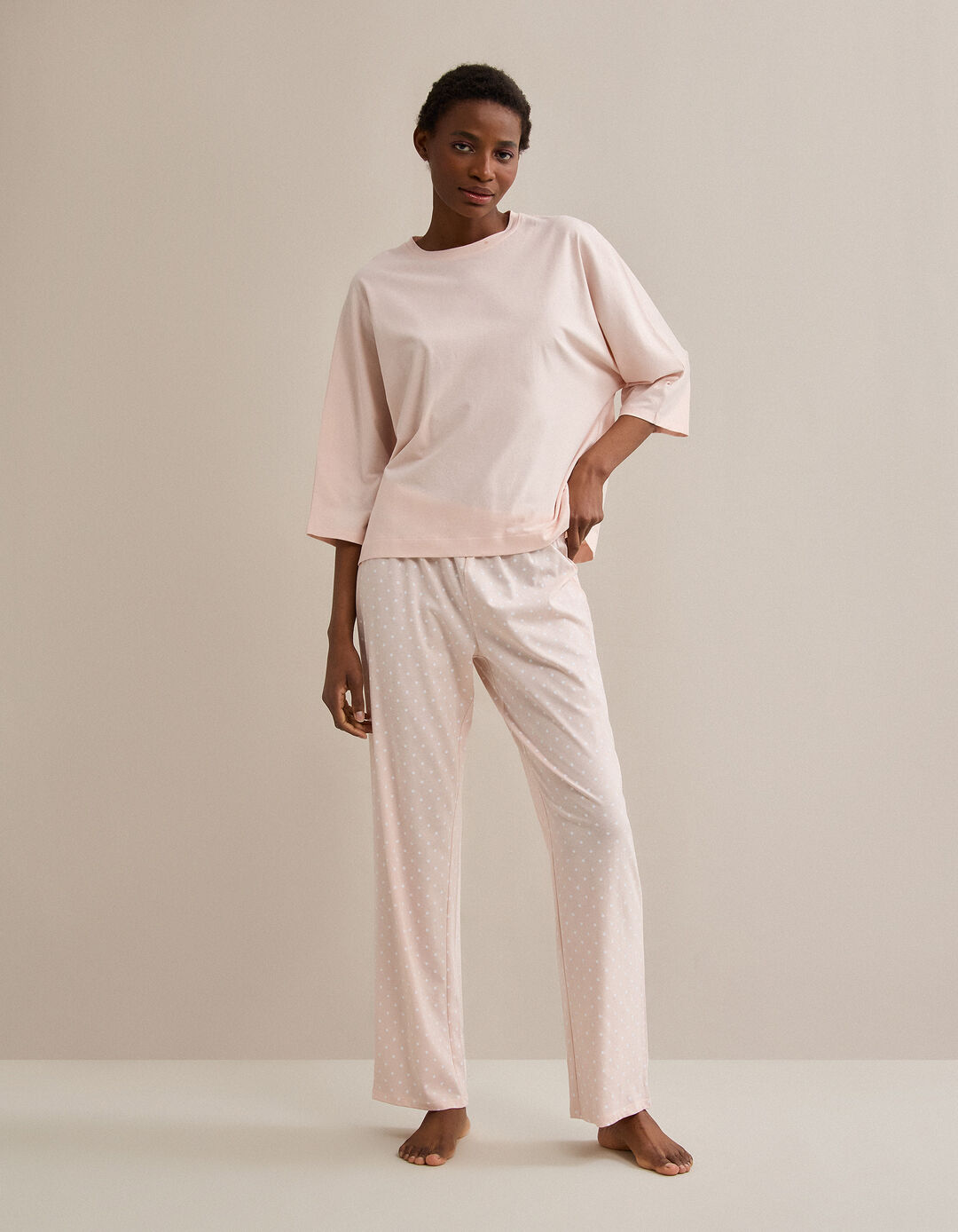 Pijama com Bolinhas, Mulher, Rosa Claro