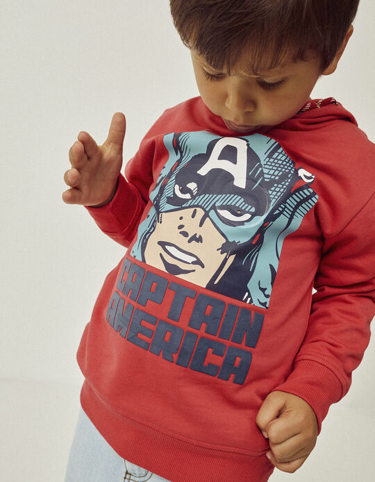 Cotton Sweatshirt for Boys 'Captain America', Red