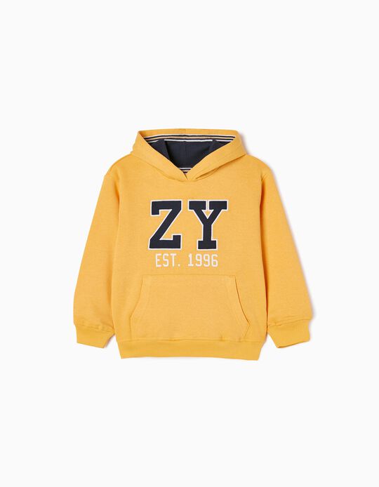 Cotton Hooded Sweatshirt for Boys 'ZY 1996', Yellow