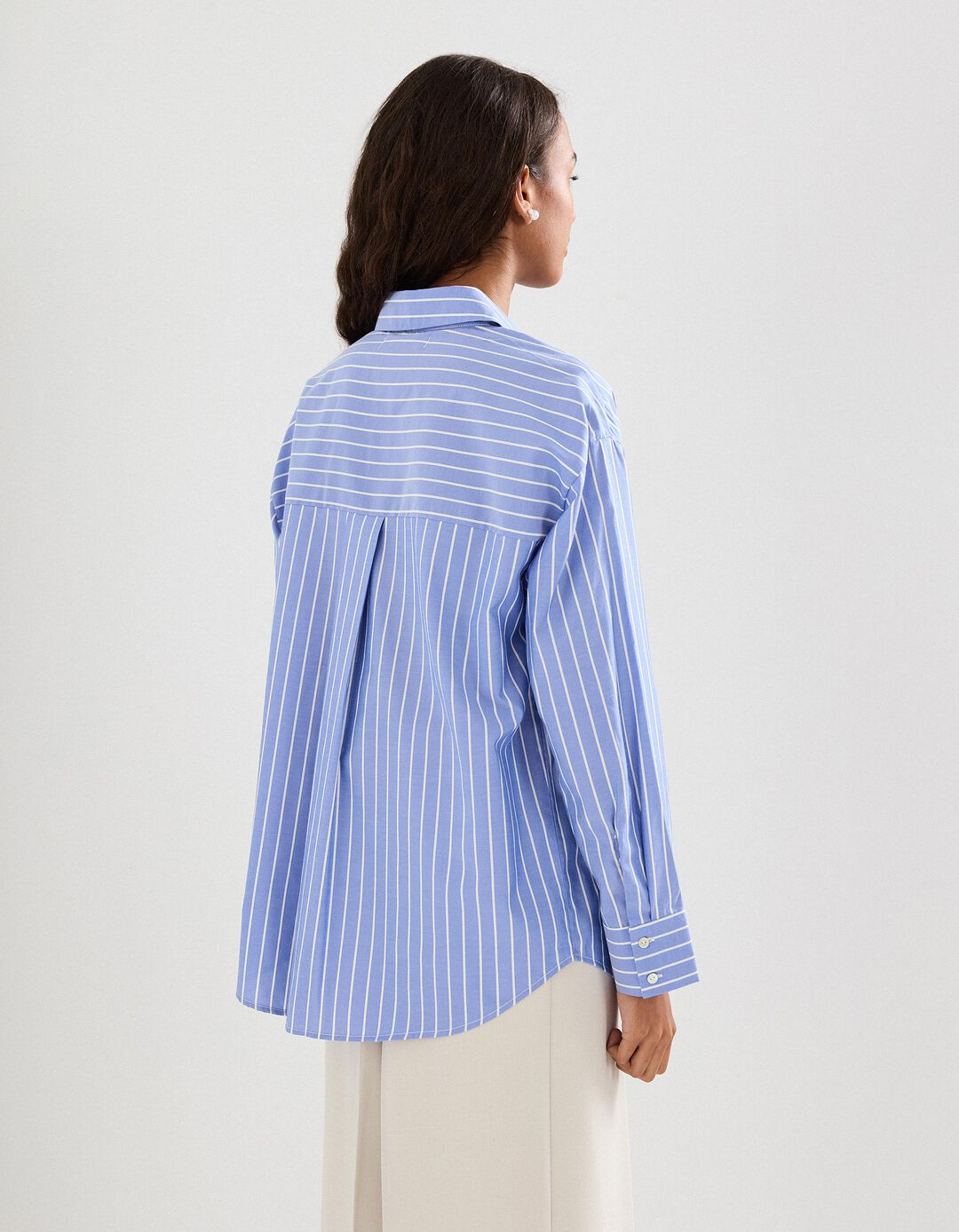 Camisa às Riscas, Mulher, Azul