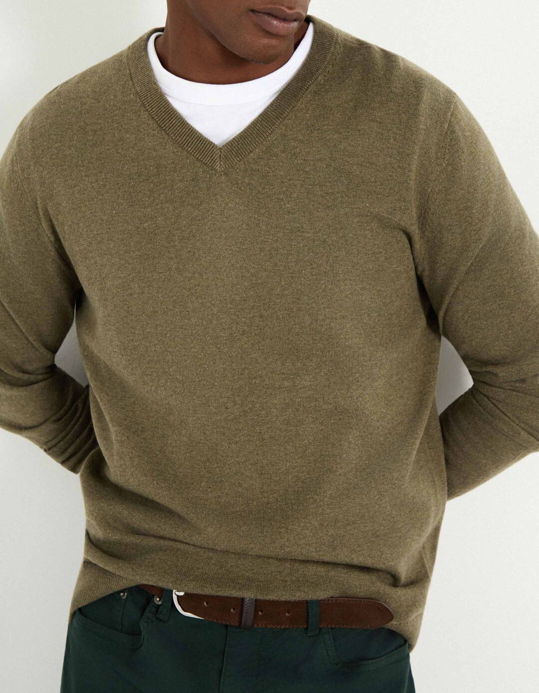 Camisola com Caxemira, Homem, Verde Escuro 