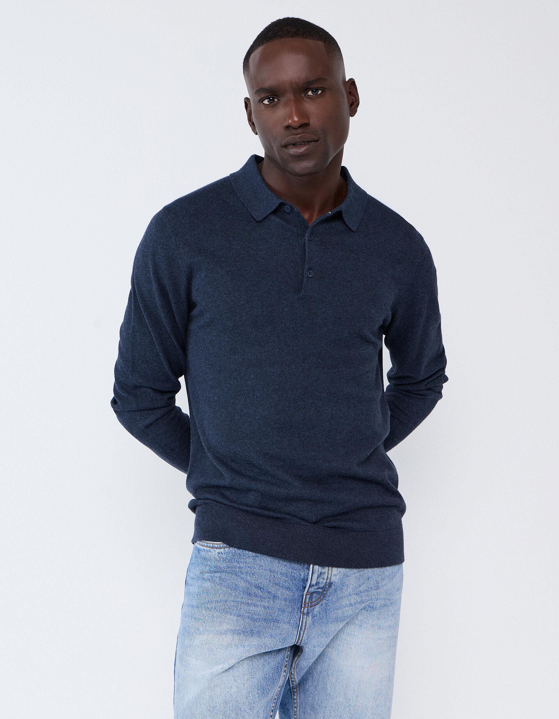 Comprar Online Polo De Malha Com Caxemira, Homem, Azul Escuro