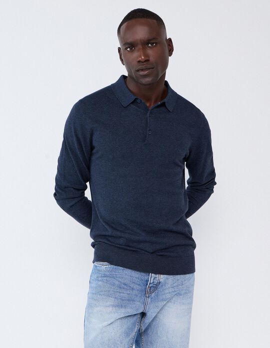 Comprar Online Polo De Malha Com Caxemira, Homem, Azul Escuro
