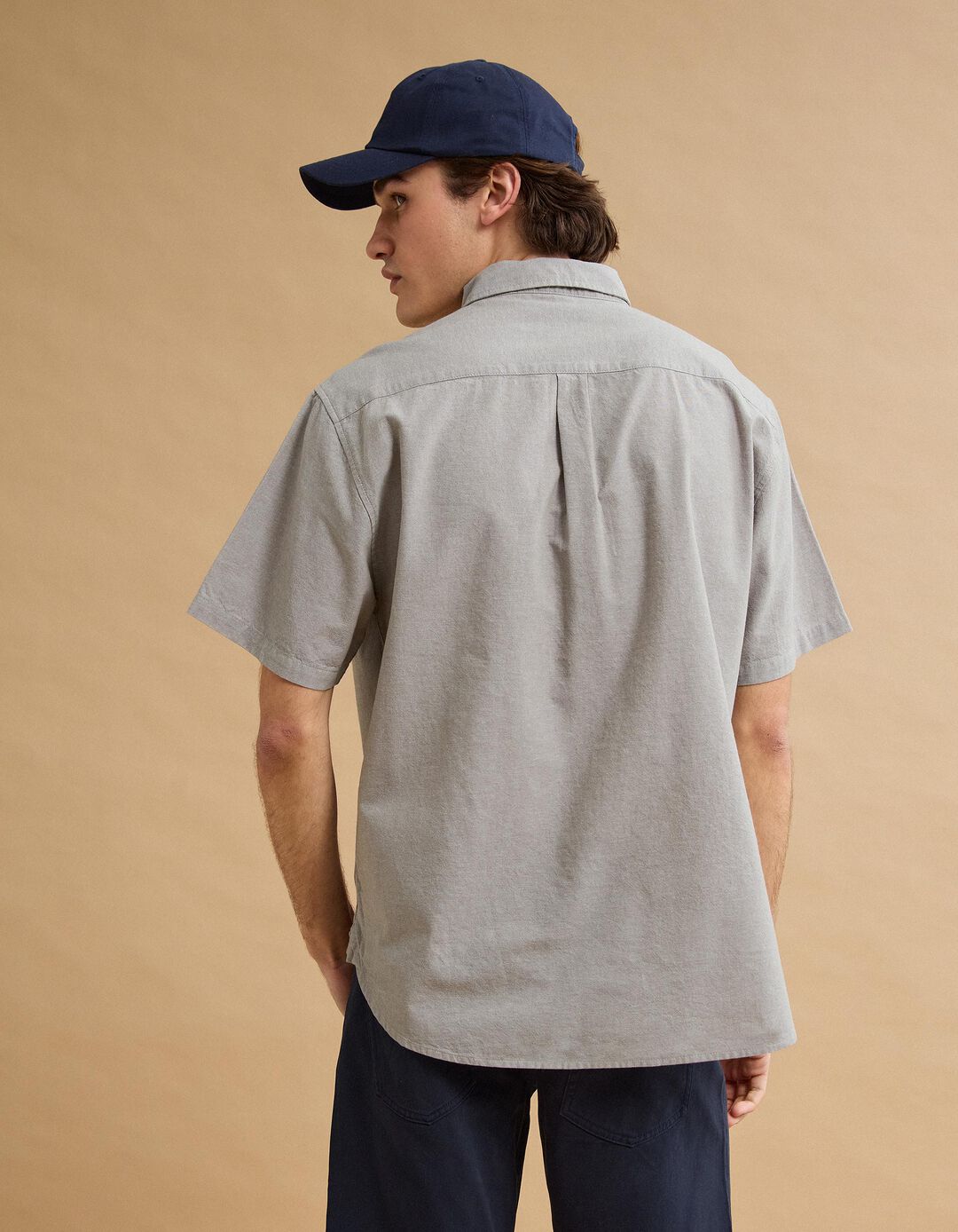 Camisa Manga Curta, Homem, Bege