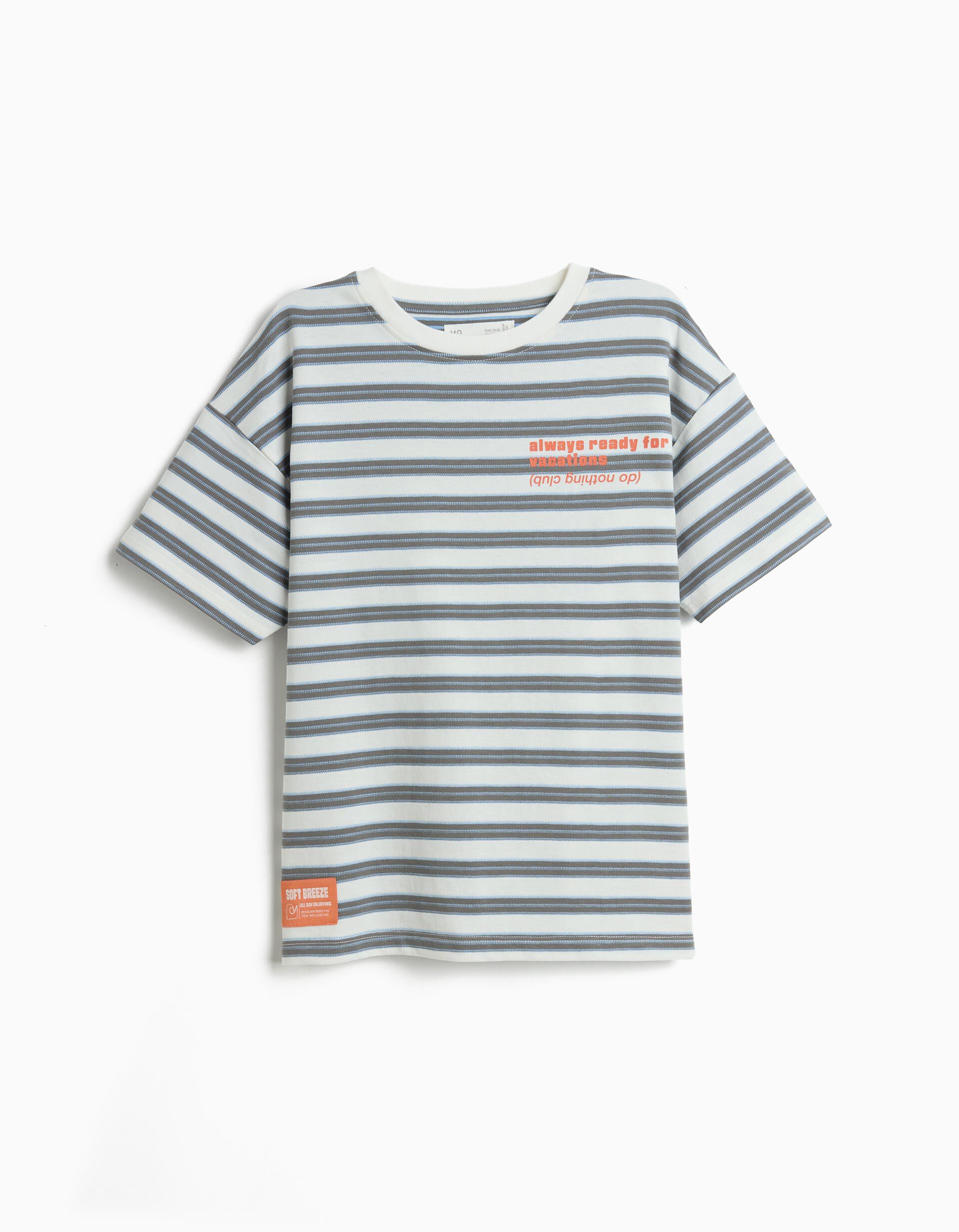 Comprar Online T-shirt &agrave;s Riscas, Menino, Cinzento