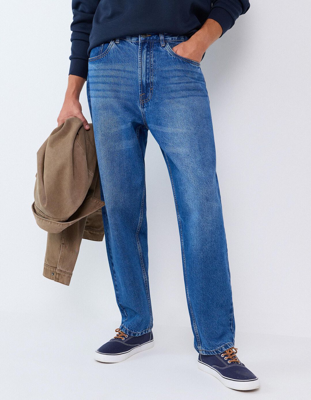 Cal&ccedil;as De Ganga Loose Fit, Homem, Azul Claro