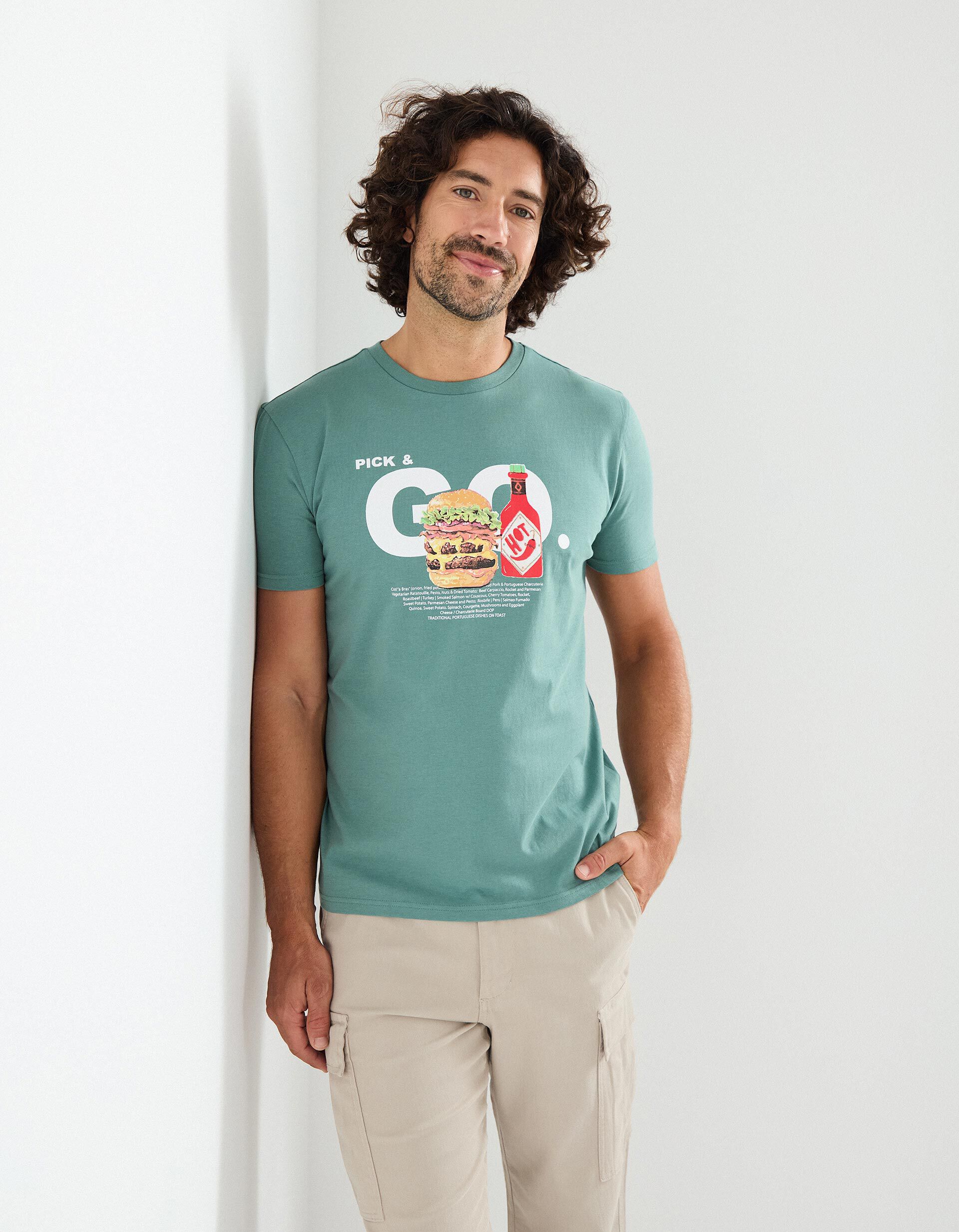 Comprar Online T-shirt Print, Homem, Verde Escuro